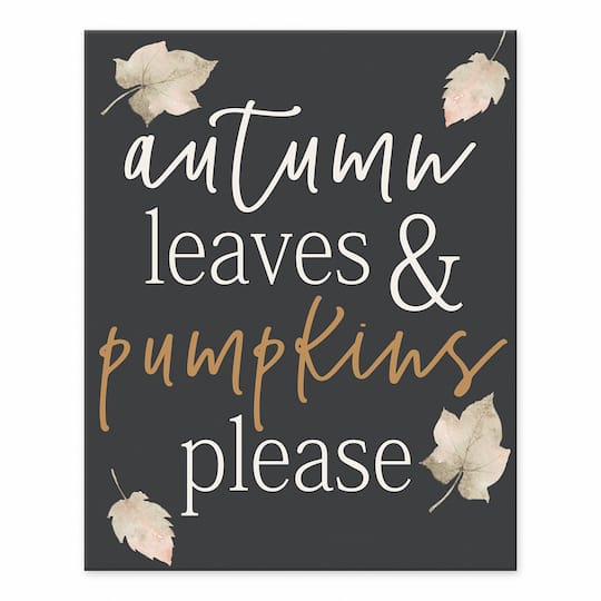 Autumn Leaves And Pumpkins Tabletop Canvas